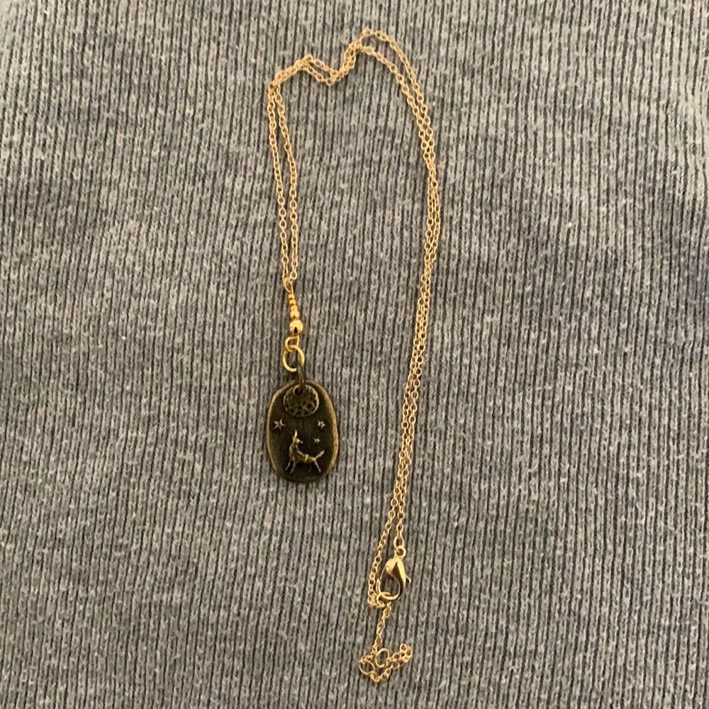 Gypsy Prairie Wolf Pendant Moon Necklace